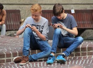 playing mobile game